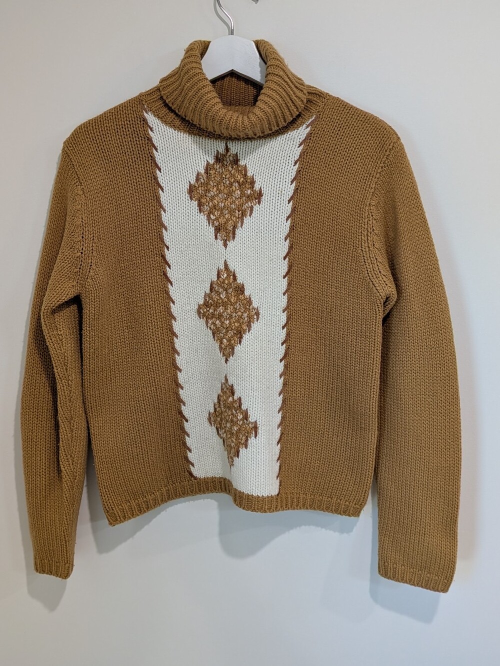Vintage 80's Gian Garrino Paris Geometric Turtleneck Sweater Cottagecore Retro